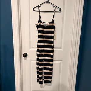 No Boundaries Women’s Striped Black and White Button-Down Dress NWT